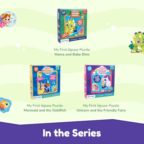 Image of Bloomingo Puzzle Kit - My First Jigsaw Puzzle - Unicorn & The Friendly Fairy - Jigsaw Puzzle for Kids (2-4 Years) 20+ Jigsaw Pieces (Dino)