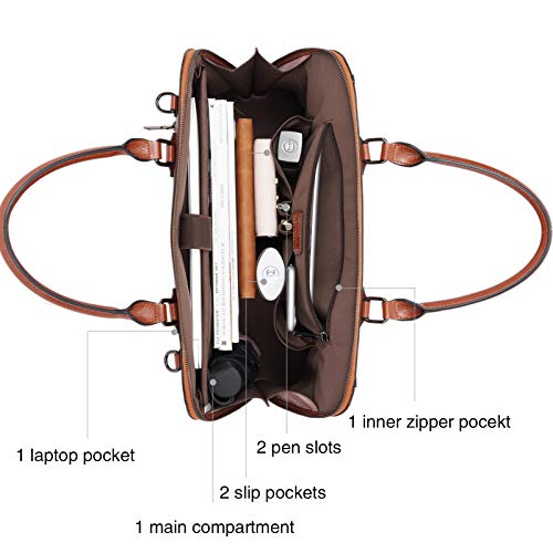 BOSTANTEN Aktetas voor Vrouwen 15.6 Inch Laptop Lederen Slanke Business Messenger Bag Schouder Tote Handtassen - Image 5