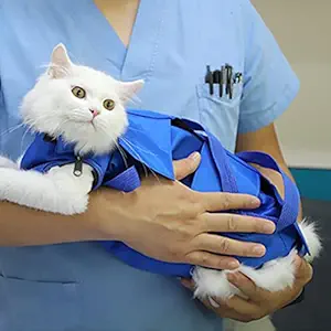 CALANDIS Cat Grooming Restraint Bag Anti Bite Adjustable for Nail Cutting Pets Travel L