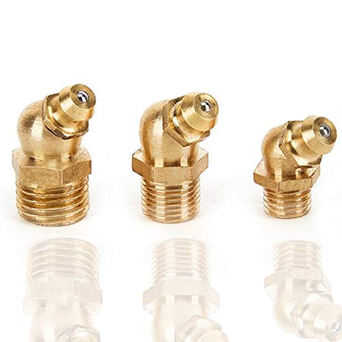 Image of M10 x 1mm Metric Thread 45-Degree Angled Brass Hydraulic Zerk Grease Nipple Fitting,PACK OF 10