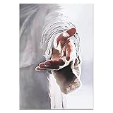 ZHONGYUTONG Jesus Leinwand Kunstdruck Gib mir deine Hand Christliche Poster Religiöse Bilder Gemälde für Schlafzimmer Wohnzimmer Büro Küche Dekoration (30x45cm, Kein Rahmen)