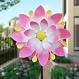 Hourseat Lotus Flower Wind Spinner Large Outdoor Metal,Two-Way Wind Sculpture, 360 Degrees Swivel Ki