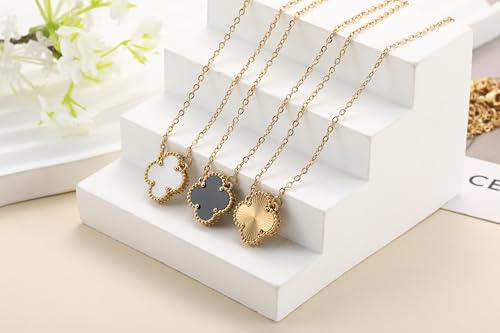 Image of AIPPK 18K Gold Plated Clover Pendant Necklace Set for Women Fashion Four Leaf Clover Necklace Lucky Simple Jewelry Gifts for Women 3Pcs