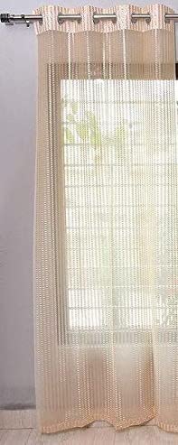 Image of Eyelet Polyester Tissue Curtain (Cream, 7 Feet) - Set of 1