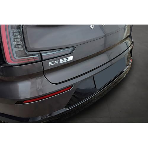 Protection de seuil arrière INOX Noir-Chromé pour Volvo EX90 finition Ribs haut de gamme