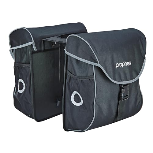 Prophete Doppelpacktasche, 2 x 20 Liter Volumen, wasserabweisend, werkzeugfreie Gepäckträgermontage, reflektierende Elemente, zusätzliche Außenfächer, Polyester, 34,5 x 15 x 34,5 cm