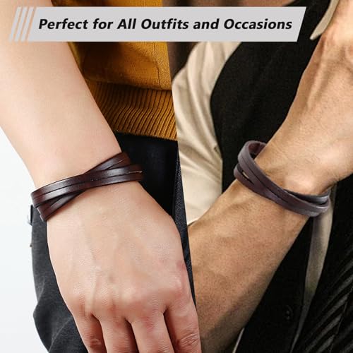 Pulsera de cuero marrón para hombres