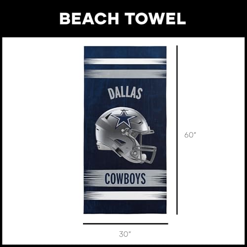 Image of Northwest NFL Dallas Cowboys Microfiber Beach Towel, 30 x 60 Inches - Quick Dry, Sand Resistant, Lightweight, Highly Absorbent, Blitz Design