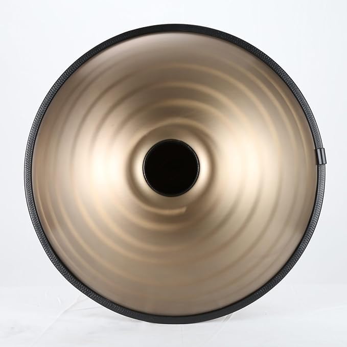 Handpan Drum 440Hz/432Hz 9/10/12 Note Pan Metalowe instrumenty perkusyjne ze stali nierdzewnej, złota spirala (9 nut (432Hz))