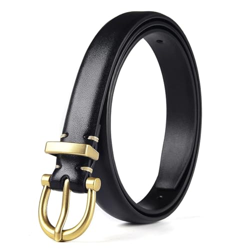 Belts for women, Waist Belt Women's Waist Belts Real Leather Belt Adjustable Fashionable Versatile Skirt Belt Alloy Pin Buckle(Black,110CM)
