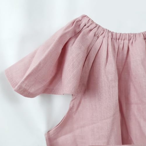 Kids Baby Girl Linen Dress Sleeveless Casual Dress Solid Toddler Beach Sundress for Spring Summer3
