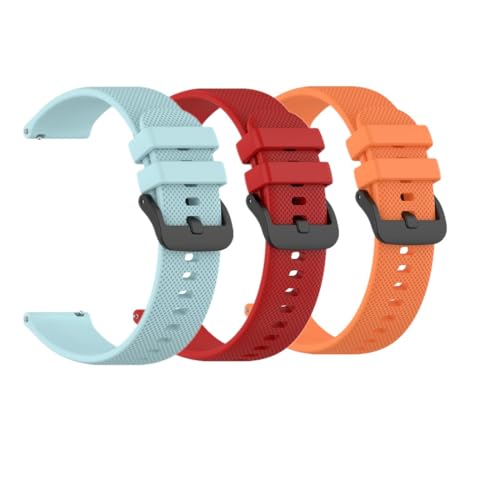 Huwokxix 20mm Correa Compatible con Cosmo JrTrack 5/4/3/2/1/for SyncUP Kids watch 3/2/1/for Garmin Bounce 2/1,Ajustable Silicona Deportiva Band Repuesto Pulsera (Azul claro + rojo + naranja)