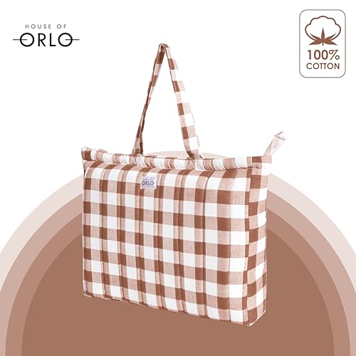 Image of Premium Cotton Waffle Quilted Tote Bag, Large Spacious Handbag for College, Office, Work, Travel, Shopping & Daily Use