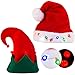 Blinking Light-up Plush Red Santa Hat + Blinking Light-up Elf Hat for Christmas Holiday Party, Ugly Sweater Party