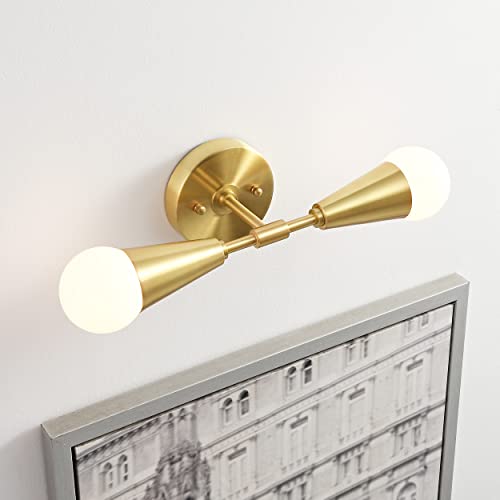 Image of BRIGHTTIA Vicky 2 Light Cone Socket Wall Sconce - Mid Century Modern Fixture for Wall & Ceiling - Minimalist Edison Lamp for Hallway and Bathroom Vanity - Brushed Gold (BW0027-2G)