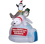 6.5' Gemmy Airblown Inflatable Christmas Penguin, Polar Bear, and Seal on Igloo Yard Decoration 881890