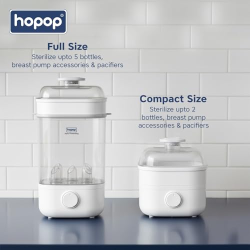 Image of Hopop Bottle Sterilizer | 2-in-1 Feeding Bottle Sterilizer for Baby Products | Full & Compact Size Steam Sterilizer | Travel Friendly Electric Sterilizer for Baby Bottles, Nipples & Accessories | Capacity Upto 5 Bottles | Auto Shut Off | White (Bottle Sterilizer)