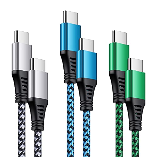 USB C to C Cable Type C Fast Charging Cord PD 3Pack Compatible for MacBook Air iPad Pro 2020 iPad Air 4th Generation,Samsung Galaxy S22/S21+/S20+ Ultra/S10/S9,Note 21/20/10/9,A72 A12 5G,Moto,LG,Pixel