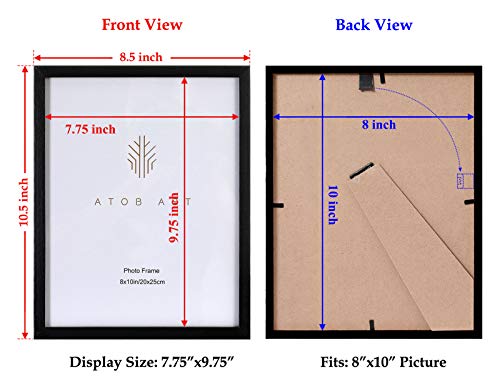 Atobart 8X10 Picture Frame Set Of 2,Black Photo Frames Collage Made Of Solid Wood With Real Glass Front For Wall Or Tabletop Display,Vertical Or Horizontal Hanging #TOP1