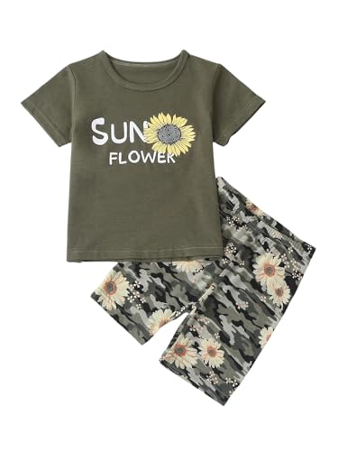 Image of Kid Toddler Girl Butterfly Printed Short Sleeve T-Shirt + Waist Shorts Set 2PC Clothing For Summer