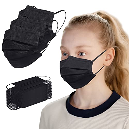 Image of Borje Kids Masks 100 Pcs, Black Face Mask for Kids Boys Girls, Kids Disposable Face Masks