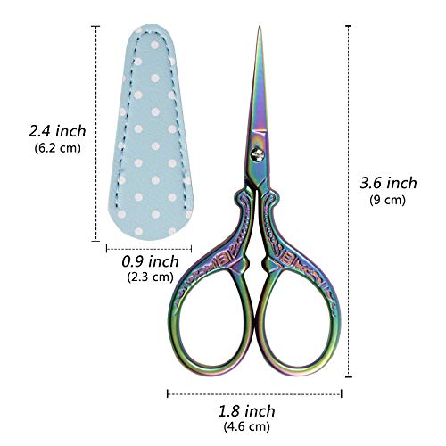 Hisuper Cute 3.6Inch Embroidery Scissors Crafting Sewing Threading Needlework Scissors With Leather Scissors Cover For Sewing Handicrafts Tool Craft Art Work And Everyday Use #TOP1