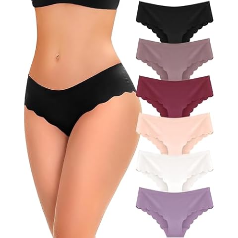 FINETOO 6 pack Seamless Underwear for Women Sexy Low Rise Hipster Wave Edge No Show Bikini Panties Womens Cheeky S-XL Cover