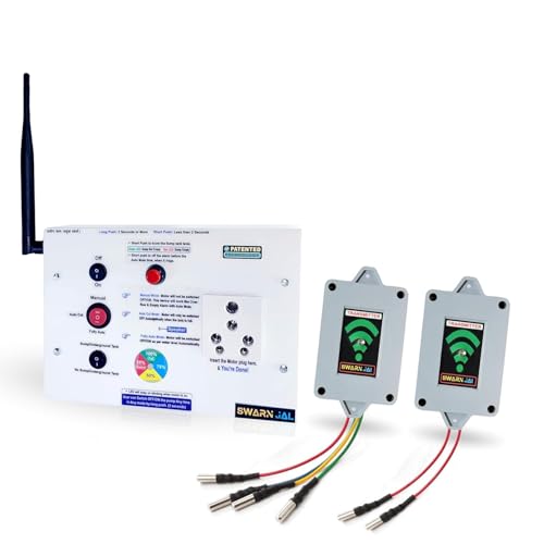 Image of Swarn Jal (Model : WL-A-SM-DRP) Wireless Fully Automatic Water Level Controller with Dry Run Protection with Level Indicator, (Patented Technology) Fully Automatic Mode, Auto Off /Cut & Manual Mode