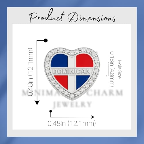 Dominican Heart Map and Round Charm, Dominican Republic Gift Charm, Sterling Silver, Gift For Wife, Women, Friends, Family, Compatible To Pandora 5