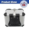 55L Aluminum Alloy Motorcycle Trunk Tour Tail Box Top Case with Mounting Plate Lock Silver