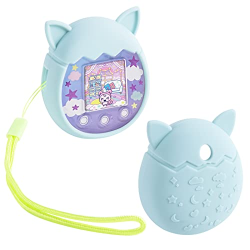 Silicone Case for Tamagotchi Pix Virtual Pet Game Machine, Protective Gel Soft Skin Cover for Tomagatchie Giga Pet Mini Toy with Hand Strap(Green)