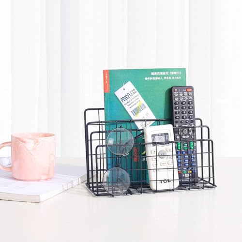 Image of CentraLit Organizer Magazine File Holder Modern Desk, 3 Slot Modern Magazine Holder Stand for Table Desk Home File Stand Decor File Storage for Office (Black)