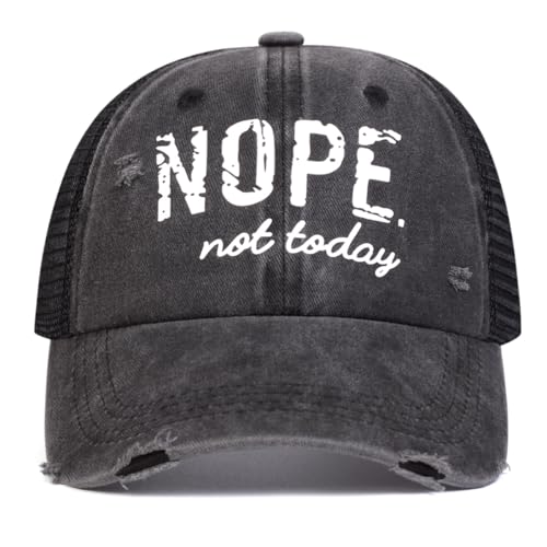 Vintage Washed Black/Gray Baseball Cap - “Not Today” Embroidered on The face, Adjustable mesh Back, Unisex Urban Streetwear, Cool and Comfortable Street Duckbill Worker Hip-hop hat