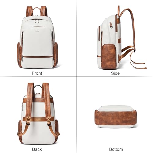 Mochila de cuero sintético para portátil 16 pulgadas beige miniatura 5