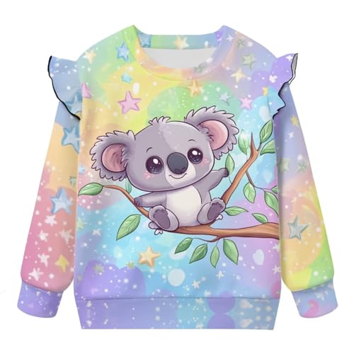 XXQGOMG Winter Clothes for Girls Pullover Sweatshirts Size 3-4 Galaxy Koala Sweet Cute Crewneck Sweatshirt for Girls Long Sleeve Graphic Tees Fashion Birthday Party Dance Outfits for Kids