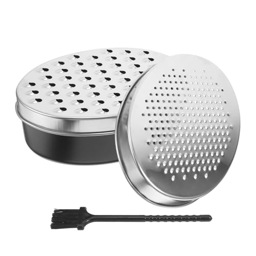Ciieeo 1 Set Dual Side Oval Cheese Grater with Handle Food Shredder for Cheese Vegetables and Ginger Includes Storage Box for Easy Organization and Safety