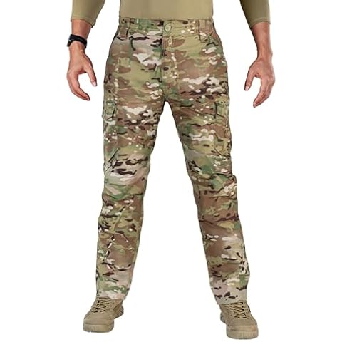 IDOGEAR OUTDOOR Tactical Flex Cargo Pants Ripstop Stretch Causal Pants Lightweight Water Resistant Trouser BDU Basic Pants(camo,32W x 32L) Cover