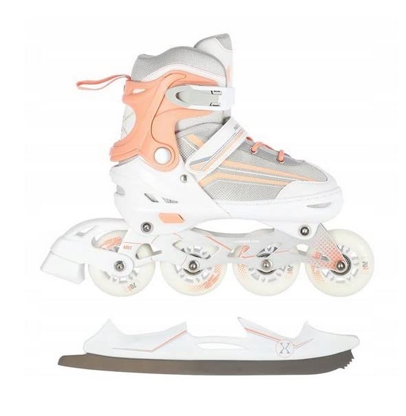 Nils Extreme Lucky 2-in-1 Inline Skates White / Pink ABEC7 Size 29-33 Adjustable