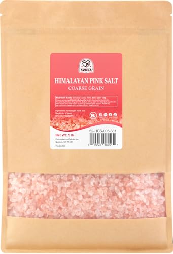 52USA Sal rosa del Himalaya, gruesa, bolsa de 5 libras, pura y natural, perfecta para molinillos, frotar y marinar