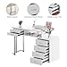 TABU Professional Manicure Table, Large Nail Table for Nail Tech with Glass Top, Nail&Salon Workstation with Dust Collector, Large Drawers and Wrist Cushion(White)