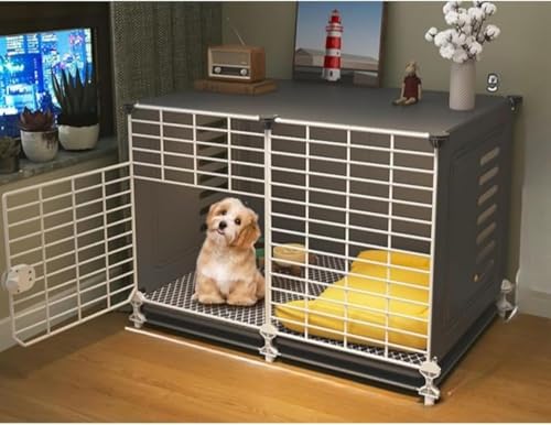 Xiraivke基本款犬用ケージ ペット小屋・ペット圈兼用 小型犬/中型犬向け 屋根付き + キャスター付き トレイ付き洗浄簡単 大容量 組立簡単 室内・屋外両用 犬用収容ケージ?