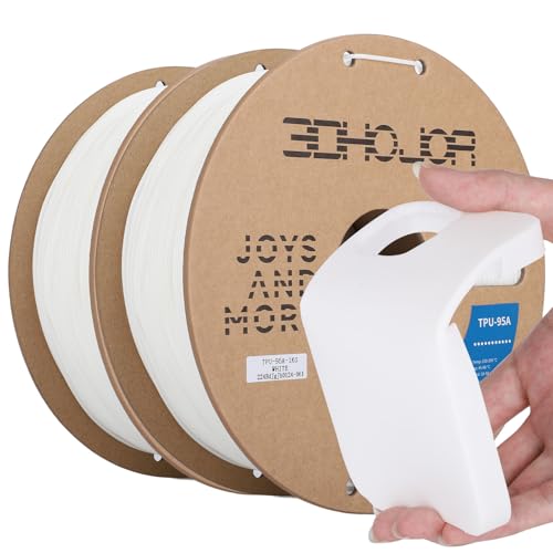 Image of 3DHojor TPU Filament 1.75mm TUP95A 3D Printer Filament Flexible Soft 3D Filament 1KG*2 White Bundle fit Most FDM 3D Printers Dimensional Accuracy + /- 0.03 mm-White