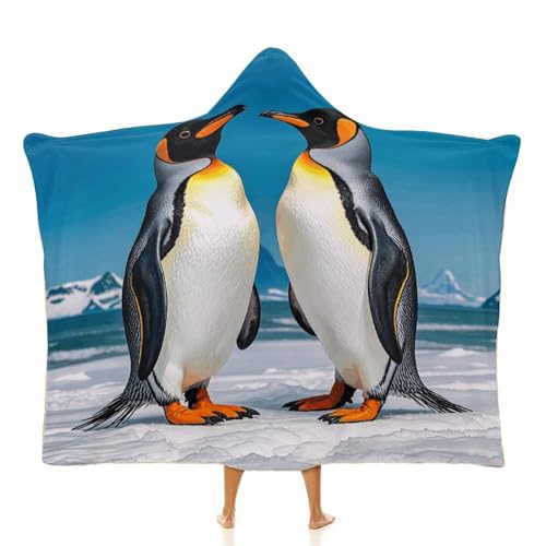 Couverture à capuche pingouins heureux cadeau cocooning idéal - 2