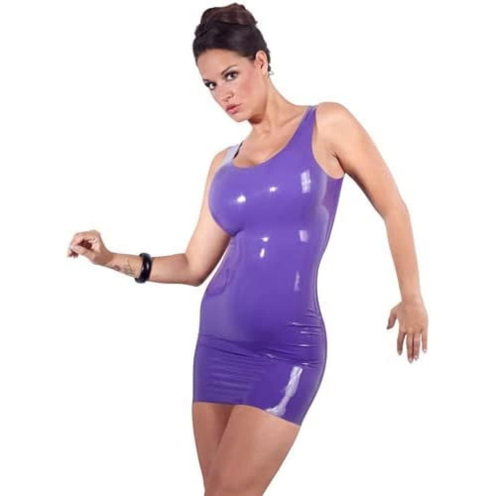 The Latex Collection Mini Dress, Purple, 2X-Large