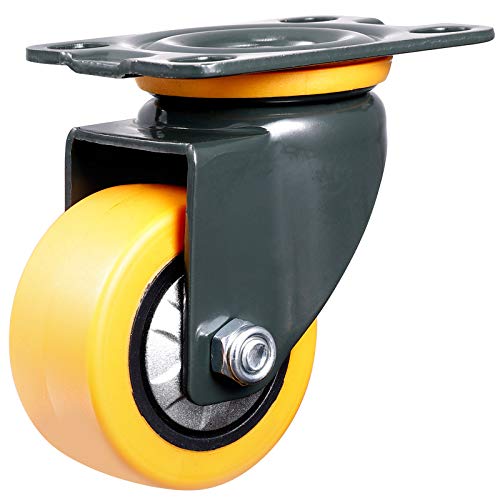 ユニバーサルホイール、2インチ家具50mmホイール（ブレーキ付き）ユニバーサルスイベルポリウレタンPU固定プレートヘビーデューティー