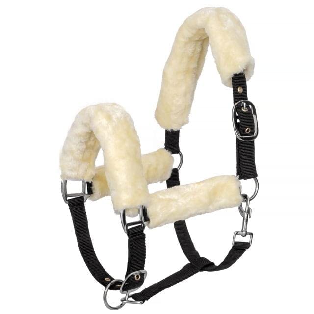 START FurArtificial - Cabestro para caballos y pony (con cierre de velcro), color negro