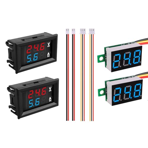 Voltmètre numérique DC double affichage LED bleue à trois fils calibrés haute précision x4