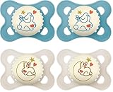 MAM Original Night Schnuller im 2er Set, SkinSoft Silikon mit Schnullerhalter, 2-6 Monate, Neutral (Packung mit 2)