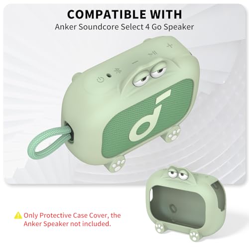 Image of for Anker Soundcore Select 4 Go Speaker Cartoon Cute Silicone Case Cover, Anti Scratch Shockproof Protective Skin Cover Compatible with Soundcore Select 4 Go Bluetooth Shower Speaker (Green)