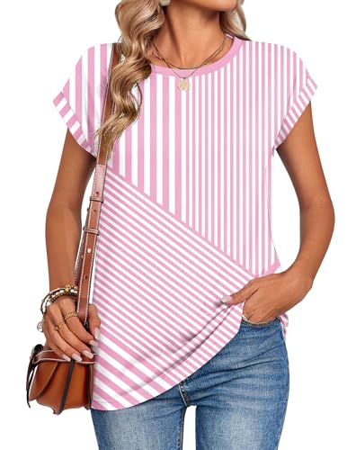 Image of Zeagoo Womens Tops Summer Casual Cap Sleeve Tshirts Shirts Business Dressy Spring Fashion Outfits Trendy Clothes